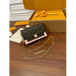 Louis Vuitton FLORE Chain Wallet (M67405) - Cherry Red: Monogram Canvas and Calfskin, Size - 17.5x11.5x3.5cm