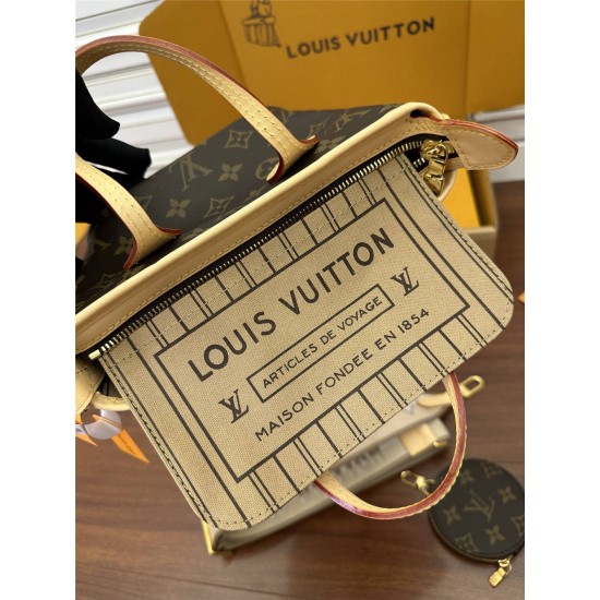 Louis Vuitton Neverfull BB New Handbag (M46705): With added zipper, New wide shoulder strap, Size - 24x9x14cm