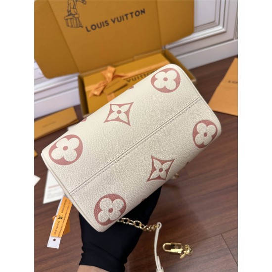 Louis Vuitton SPEEDY BANDOULIÈRE 20 Handbag (M46397) - Strawberry White: Monogram Empreinte Leather, Embossed and Printed Craftsmanship, Size - 20.5x13.5x12cm