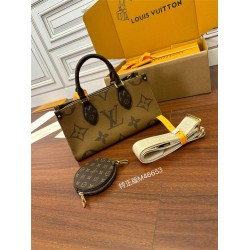 Louis Vuitton ONTHEGO EAST WEST Handbag (M46653): Giant Monogram and Monogram Reverse Canvas, Toron Handles, Size - 25x13x10cm