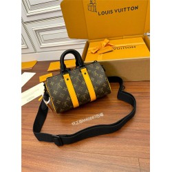 Louis Vuitton Yellow Leather Men's Pillow Bag (M46687) - Keepall Handbag: Monogram Embossed Taurillon Leather, Size - 25x15x11cm