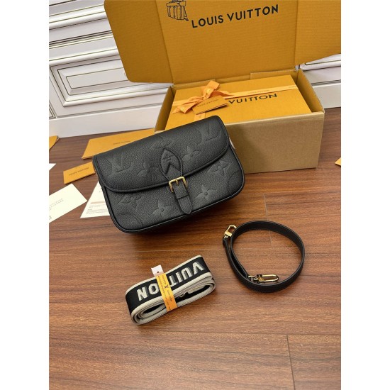 Louis Vuitton DIANE Handbag (M46386) - Black: Classic Monogram Empreinte Embossed Leather, Size - 23x16x8.5cm