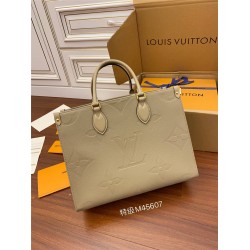 Louis Vuitton Elephant Grey Embossed ONTHEGO Small Handbag (M45607): Extra-large Monogram Print with Mini Monogram Trim, Size - 34x26x15cm