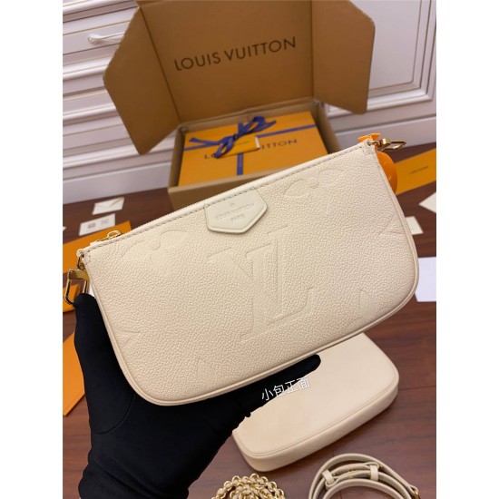 Louis Vuitton M80447 Milky White Multi Pochette Accessoires: Monogram Empreinte Leather, Size - 25x14.5x4.5cm