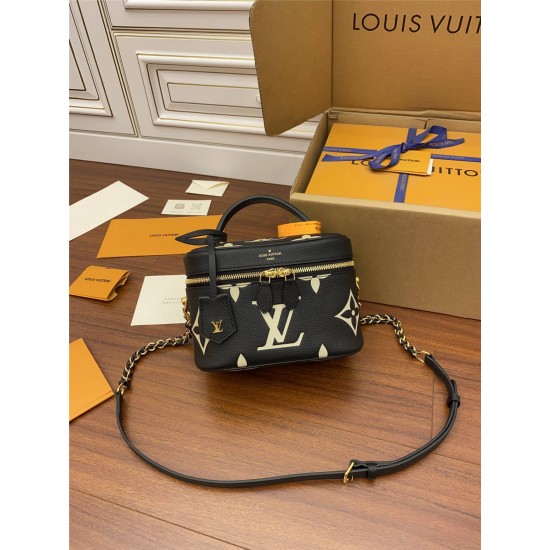 Louis Vuitton M45780 Black Embossed Vanity Small Handbag: Size - 19×13×11cm