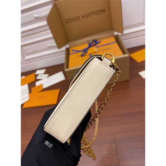 Louis Vuitton M80498 Yellow Special Edition FÉLICIE Felicie Pochette Chain Bag: Monogram Empreinte Grained Leather, Monogram Embossing, Size - 21x12x3cm