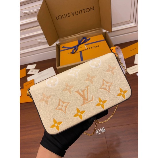 Louis Vuitton M80498 Yellow Special Edition FÉLICIE Felicie Pochette Chain Bag: Monogram Empreinte Grained Leather, Monogram Embossing, Size - 21x12x3cm