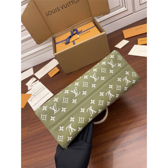 Louis Vuitton ONTHEGO Medium Handbag (M46060) Green: Monogram Empreinte Leather, Size - 35x27x14cm