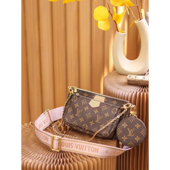 Louis Vuitton MULTI POCHETTE ACCESSORIES Handbag (M44840) Pink: Size - 24x13.5x4cm