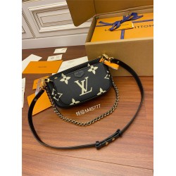 Louis Vuitton M45777 Black Silk Print Embossed Multi Pochette Accessoires: Size - 25x14.5x4.5cm