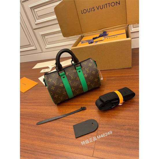 Louis Vuitton KEEPALL BANDOULIÈRE 25 Handbag (M46249) Green: Size - 25x15x11cm