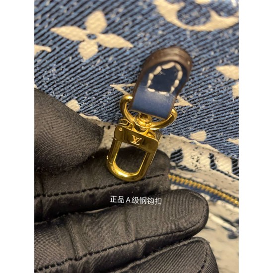 Louis Vuitton ONTHEGO Medium Handbag (M59608) Onthego Monogram Embossed Denim: Size - 31x24x14cm