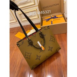 Louis Vuitton M45321 Black Leather Long Shoulder Strap for Onthego Medium Handbag Monogram: Size - 35x27x14cm