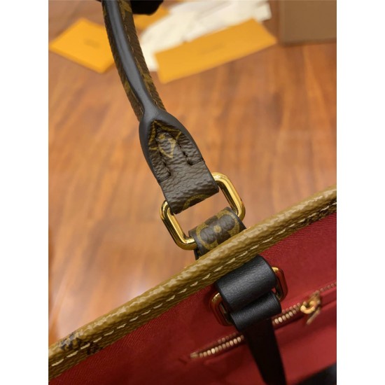 Louis Vuitton M45321 Black Leather Long Shoulder Strap for Onthego Medium Handbag Monogram: Size - 35x27x14cm