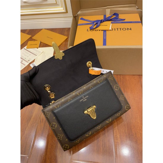 Louis Vuitton VICTOIRE Handbag (M41730) Monogram Black, French-made Monogram and exquisite calf leather: Size - 26x9x15cm