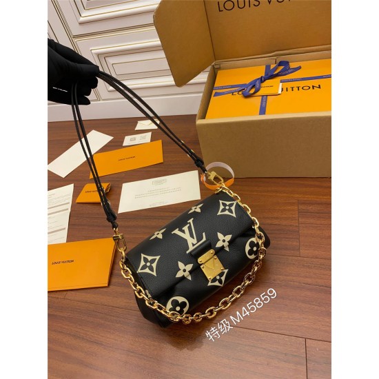 Louis Vuitton M45859 Black Print FAVORITE Handbag, Soft grained leather embossed with oversized Monogram pattern: Size - 24x14x9cm