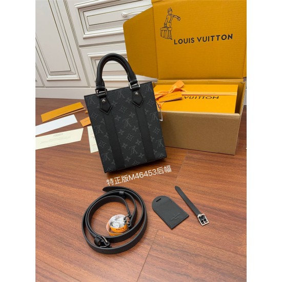 Louis Vuitton M46453 Monogram Eclipse Black Mini Men's Bag Series Sac Plat Small: Size - 19x22x7cm