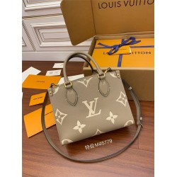 Louis Vuitton M45494 Elephant Gray Print ONTHEGO Small Handbag: Size - 34x26x15cm