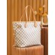 Louis Vuitton N41361 Checkered/Beige NEVERFULL Medium Handbag Damier Azur: Size - 32x28.5x17cm