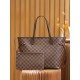 Louis Vuitton N41358 Checkered/Red NEVERFULL Medium Handbag Damier Ebène: Size - 32x28.5x17cm