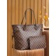 Louis Vuitton N41358 Checkered/Red NEVERFULL Medium Handbag Damier Ebène: Size - 32x28.5x17cm