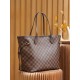 Louis Vuitton N41358 Checkered/Red NEVERFULL Medium Handbag Damier Ebène: Size - 32x28.5x17cm