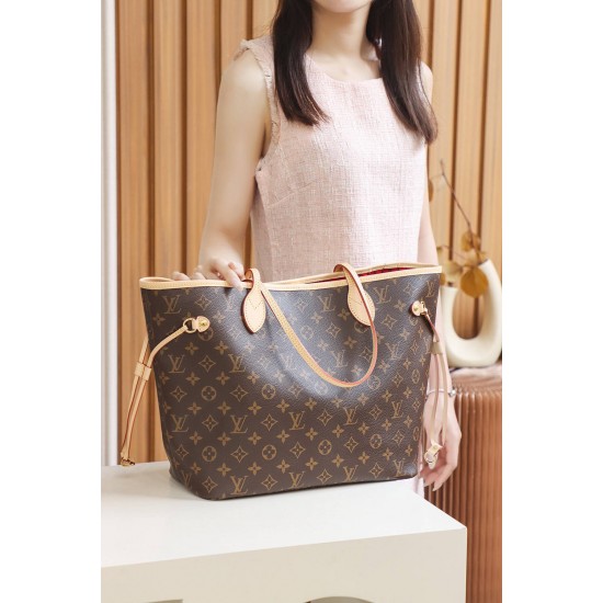 Louis Vuitton NEVERFULL Handbag Medium 32cm (M41177) Monogram/Red Interior: Size - 32x29x17cm