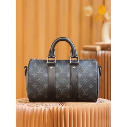 Louis Vuitton M46271 Monogram Eclipse Black Keepall 25 Handbag Monogram Eclipse Black Reverse: Size - 25x15x11cm