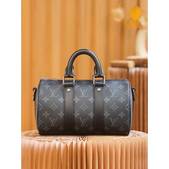 Louis Vuitton M46271 Monogram Eclipse Black Keepall 25 Handbag Monogram Eclipse Black Reverse: Size - 25x15x11cm