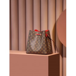 Louis Vuitton M44021 Red Gaston-Louis NeoNoe Bucket Bag Monogram: Size - 26x26x17.5 cm