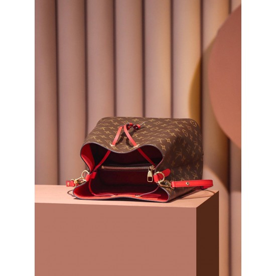 Louis Vuitton M44021 Red Gaston-Louis NeoNoe Bucket Bag Monogram: Size - 26x26x17.5 cm