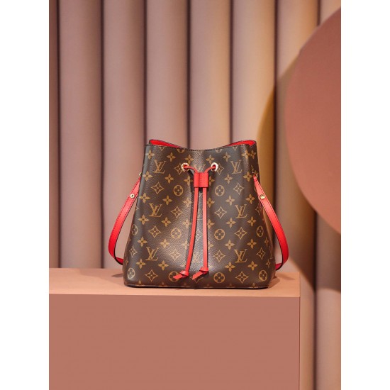 Louis Vuitton M44021 Red Gaston-Louis NeoNoe Bucket Bag Monogram: Size - 26x26x17.5 cm