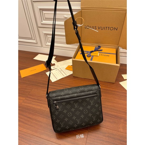 Louis Vuitton DISTRICT Small Messenger Bag (M46255) Monogram Eclipse Black Monogram Eclipse Black: Size - 26x20x7cm