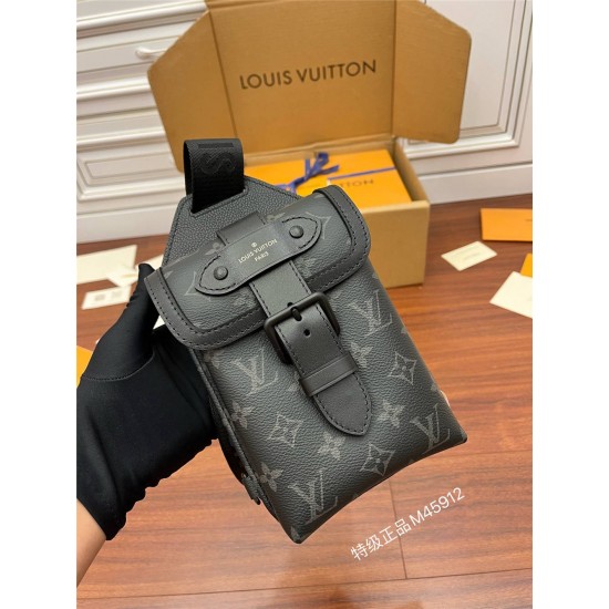 Louis Vuitton SAUMUR Shoulder Bag (M45912) Monogram Eclipse Black Size: 13x18x3.5cm