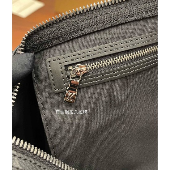 Louis Vuitton M40569 Brown Strap Keepall 45 Travel Bag Black and Gray Monogram Eclipse Black Canvas Size: 45.0x27.0x20.0 cm