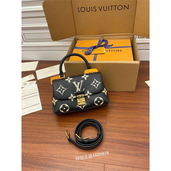 Louis Vuitton M45978 Black Print Madeleine BB Handbag Monogram Empreinte Leather Size: 24x17x8.5 cm