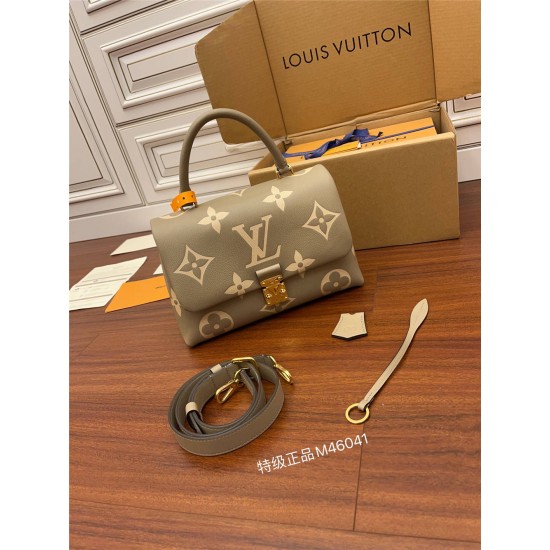 Louis Vuitton M46041 Bicolor Embossed Grained Calfskin New Madeleine Medium Handbag Monogram Empreinte Embossed Leather Size: 30x19.5x11 cm