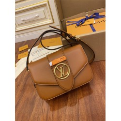 Louis Vuitton M55952 Brown Pont 9 SOFT Medium Handbag LV Pont 9 Soft Handbag with Glossy Leather Size: 25x17.5x8 cm