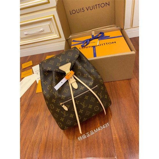 Louis Vuitton M43431 Montsouris Medium Sperone Backpack Damier Azur Canvas, Size: 30x25x10cm