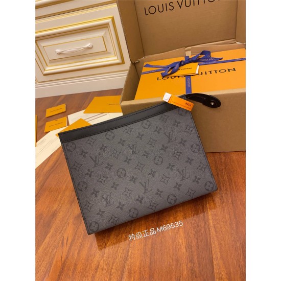 Louis Vuitton M69535 Pochette Voyage Medium Clutch Monogram Eclipse Black Reverse Canvas, Size: 27.0×21.0×3.0cm