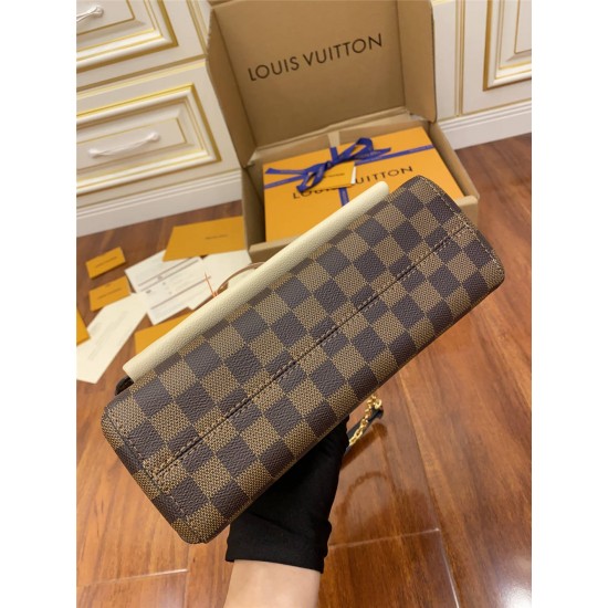 Louis Vuitton VAVIN Small Handbag (N40113) White Vavin Small Handbag Damier Ebene Canvas, Size: 25x17x9.5cm