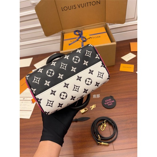 Louis Vuitton SPEEDY BANDOULIÈRE 20 Handbag (M46088) Black Speedy Bandoulière 20 Handbag Monogram Empreinte Leather, Size: 20.5x13.5x12CM