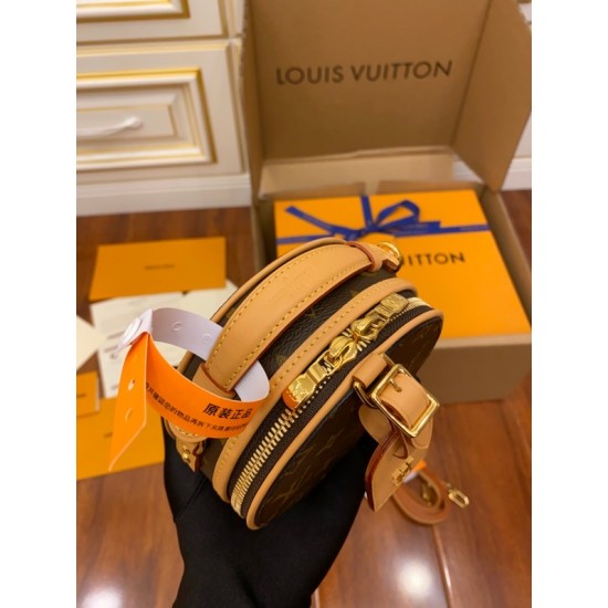 Louis Vuitton M44699 Mini Boite Chapeau SOUPLE Handbag Monogram Coated Canvas, Malletage stitching lining, Size: 13.0x12.0x6.5cm