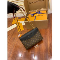 Louis Vuitton M43714 Black Classic Saint Placide Chain Shoulder Bag, Size: 25x16.5x7cm