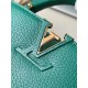 Louis Vuitton M59433 Dark Green Gold Button Capucines Mini Handbag Full-grain Leather, 21x14x8cm (Length x Height x Width)