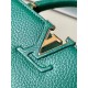 Louis Vuitton M59434 Dark Green Gold Button Capucines BB Handbag Full-grain Leather, 27x18x9cm (Length x Height x Width)