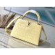 Louis Vuitton M48865 Yellow Crocodile Grain Silver Button Capucines BB Handbag Crocodile Skin Pattern, Size: 27x18x9cm