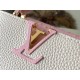 Louis Vuitton N83103 Milk White and Pink Ostrich Pattern Small Capucines Handbag Taurillon Leather, Size: 27x18x9cm