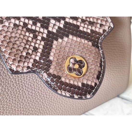 Louis Vuitton N99387/M48865 Gray Snake Shoulder Capucines BB Handbag Grained Taurillon Leather, Size: 27 x18x9cm