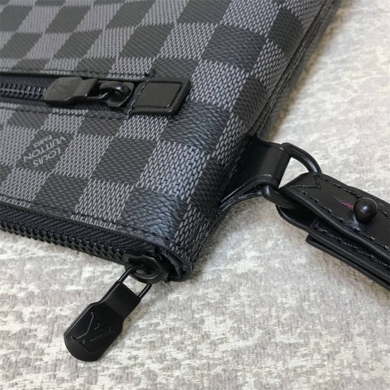 Louis Vuitton TAKEOFF Clutch (N40504) Monogram Eclipse Black Takeoff Clutch Damier Infini Leather, Size: 30x22x5cm